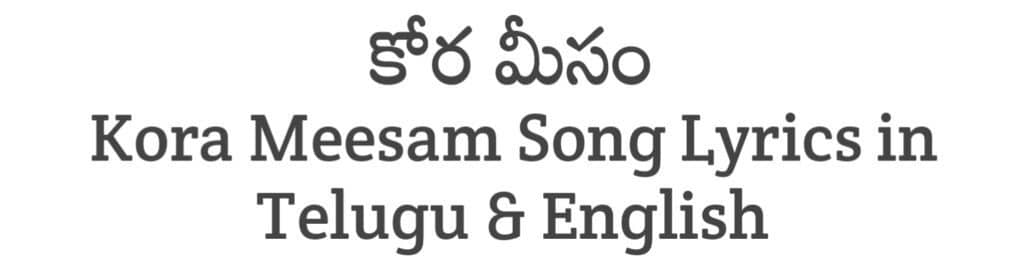 Kora Meesam Song Lyrics in Telugu