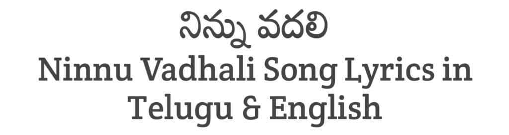 Ninnu Vadhali Song Lyrics in Telugu