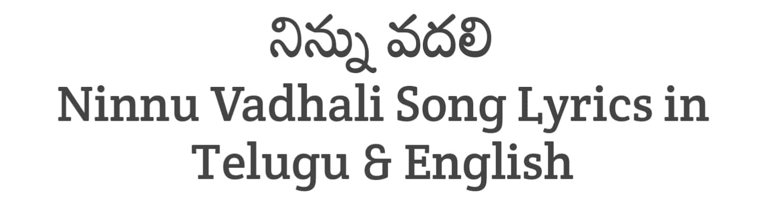 Ninnu Vadhali Song Lyrics in Telugu and English | Narakasura (2023) | Soula Lyrics