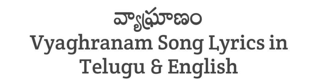 Vyaghranam Song Lyrics in Telugu