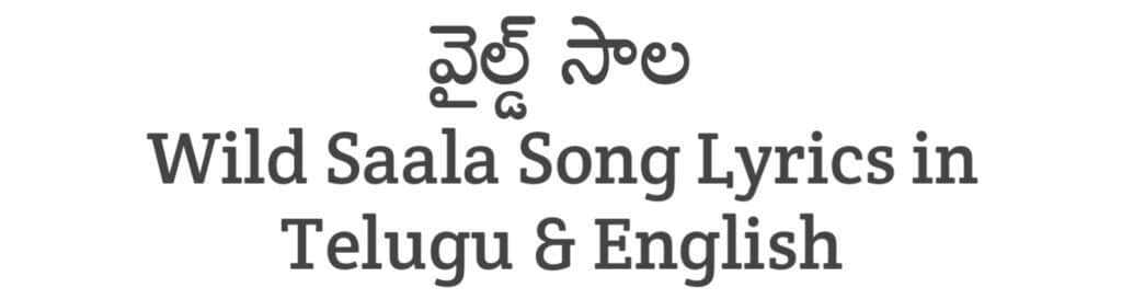 Wild Saala Song Lyrics in Telugu
